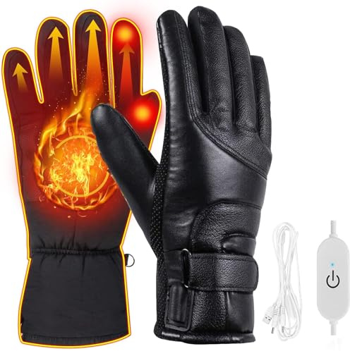 Heated Gloves Women and Men Touchscreen Heating Gloves Electric Winter Thermal Gloves USB Waterproof Heating Gloves for Women Men Skiing Cycling Fishing