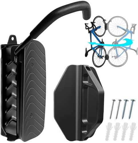 Soporte Bicicletas Pared Giratorio, Colgador Bicicleta Pared con Fijación Rueda Trasera, Soporte Pared Bicis Garaje Ahorra Espacio Estable, Hasta 30 kg