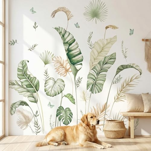 2 Blätter Wandtattoo Pflanzen 30x120 Cm Naturthema Palmen Blätter Wandtattoo Blätter Für Schlafzimmer Wohnzimmer Flur Sofa Hintergrund