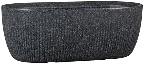 Scheurich Linetto Oval Bowl Pflanzgefäß, Farbe: Stony Black