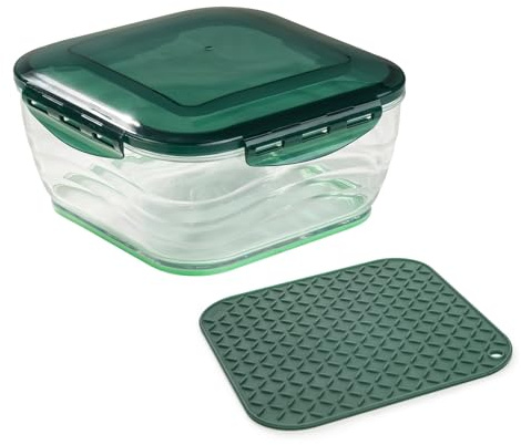 Genius Nicer Dicer Chef Auffangbehälter groß Set 3-tlg. - 3300 ml XXL perfekt zum Aufbewahren & Servieren - inkl. Frischhaltedeckel und Anti-Rutschmatte