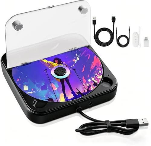 CD Player for Car, External USB AUX Disc Drive Car CD Player Plug and Play | Portable CD-Players with Remote Control for Vehicles without Built-in Player, Laptop,Smart TV, Music Speakers-Black