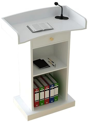 WZYPZFCL Podium, Modern Lectern Podium Stand - Floor Standing Podiums with Open Storage for Churches, Teachers & Events - Versatile Wooden Portable Pulpit for Classroom & Presentation Use