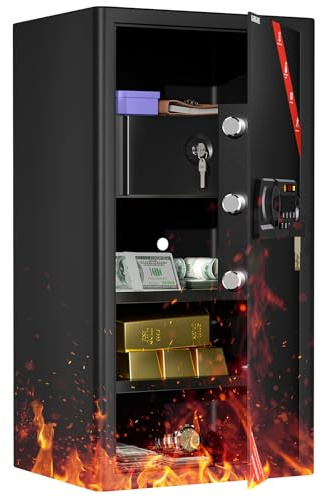 KABISAFE Large Safe with Fireproof Drawer, 90L Cabinet Safe | Digital Keypad Key Lock, Removable Shelf, Alarm Mode, Home Office Hotel Security Box for Jewelry Cash Valuables