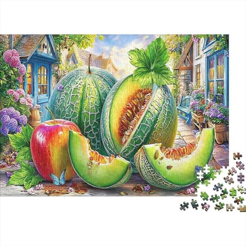 Obstgarten Umweltfreundliches Puzzle für Erwachsene & Kinder, Frische Früchte am bunten Dorfhaus Spaßige Familienaktivität & Reisespiel 52x38cm/1000Teile