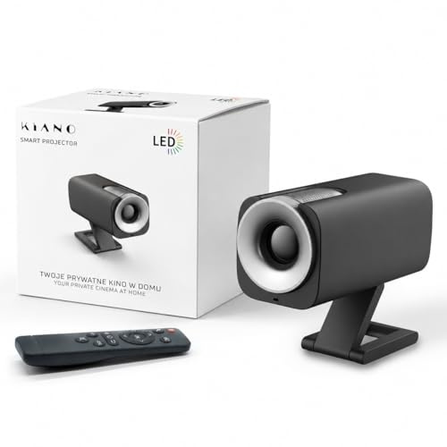 Kiano Go Noir Mini Proiettore WiFi Portatile Android 12, Proiettore HD 720p Compatibile Full HD 1080P, Bluetooth 5.2, AirPlay/Miracast/DLNA, Correzione trapezoidale automatica, Schermo 15-128
