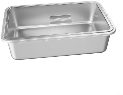 Zeroupshop Molde de acero inoxidable con tapa, bandeja rectangular para pasteles, color plateado, 40 x 30 x 7 cm