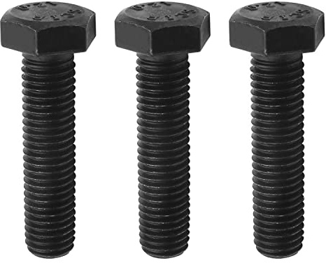 MroMax Lot de 3 boulons hexagonaux M12 à gauche M12-1,75 x 50 mm en acier au carbone entièrement fileté métrique de grade 12,9 Noir