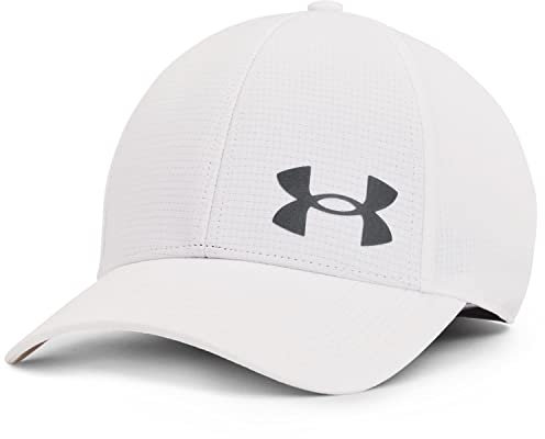 Under Armour Men's Iso-Chill ArmourVent Fitted Baseball Cap, White (100)/Pitch Gray, Small/Medium