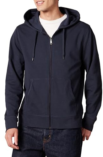 Amazon Essentials Sweat-Shirt à Capuche Léger en Tissu Éponge Entièrement Zippé, Coupe Confortable Homme, Bleu Marine Foncé, S