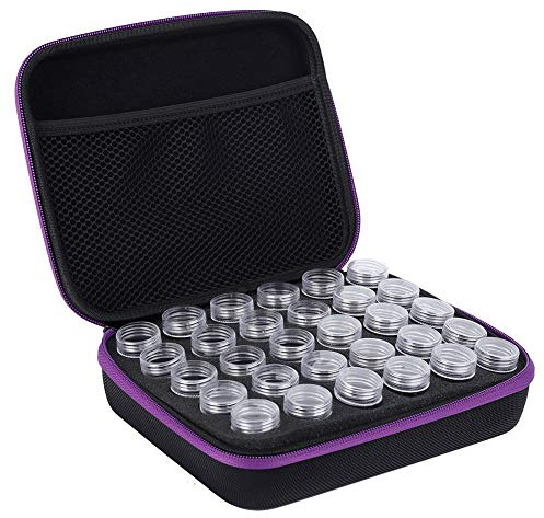 Raguso 30 slots diamantmålning förvaringsfodral nylonmaterial för nagelkonst dekorationer smycken pärlor halsband ringar (lila)