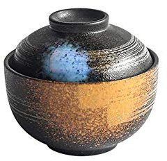 TONGTONG Pentola per stufato in ceramica in stile giapponese con coperchio, ciotola per zuppa a vapore, tazza per cottura a vapore, per uova al vapore, dessert, erbe medicinali, nido di uccello,