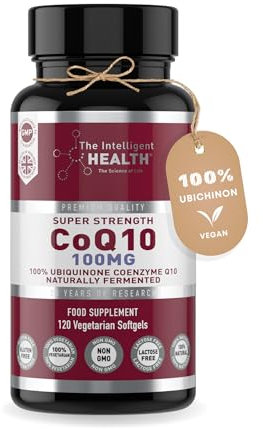 Ubiquinone Coenzyme Q10 100mg Softgel Capsules, 120 Super Strength Vegan Friendly Naturally Fermented High Absorption CoQ10 Capsules Made in The UK to GMP Standards – by The Intelligent Healthth