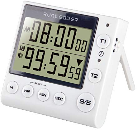 HonorMeet Digitaler Küchentimer mit Zwei Kanälen, Countdown- und Stoppuhraufzeichnung, Summeralarm, Verwendung des Speichers zum Kochen, Backen, Lesen, Treffen, täglichen Training(White)