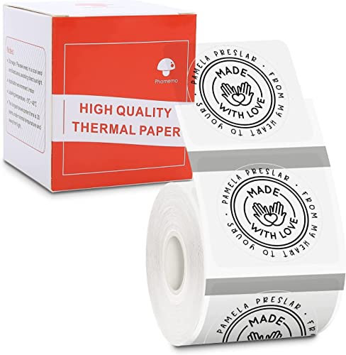 Phomemo Logo Sticker 2 Runde Transparente Selbstklebende Thermodirekt-Etiketten für Phomemo M110 M220 M221 M108 M100 M150 M250 M260 Label Maker, für Logo Druck, Haushaltsgegenstände Kennzeichnung
