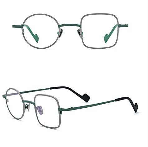 HPIRME Vintage Titan Brillengestell Männer Runde Quadratische Brille Frauen Retro Brillen, 2, Einheitsgröße
