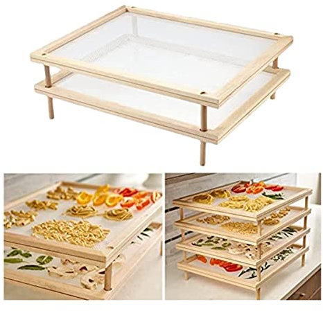 Rejillas de secado de hierbas for pasta de madera, Rejilla de secado de hierbas de madera, Soporte for secador de alimentos de 1/2 nivel multipropósito, Prácticos Rejillas de secado de hierbas for pas