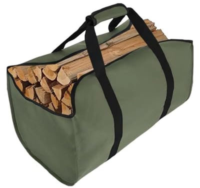 Sac à bois de chauffage pliable, sac de transport pour bûches, résistant à l'eau, durable en toile pour cheminée, stockage de bûches de bois de chauffage avec poignée pour intérieur et extérieur,