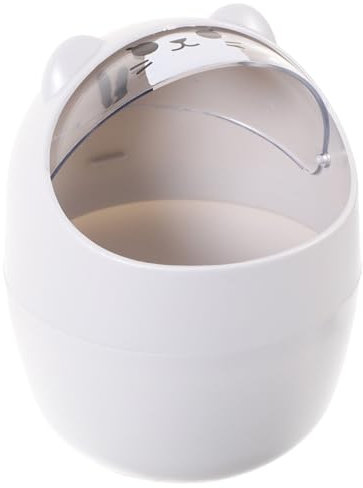 MUCKLILY Small Bin Desktop Cute Kawaii Trash Can Grey Desktop Bin Plastic Mini Trash Can for Home