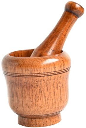 IMIKEYA Mortier Et Pilon Bois Pour Cuisine Moudre Épices Fruits Design Ergonomique Facile Nettoyer