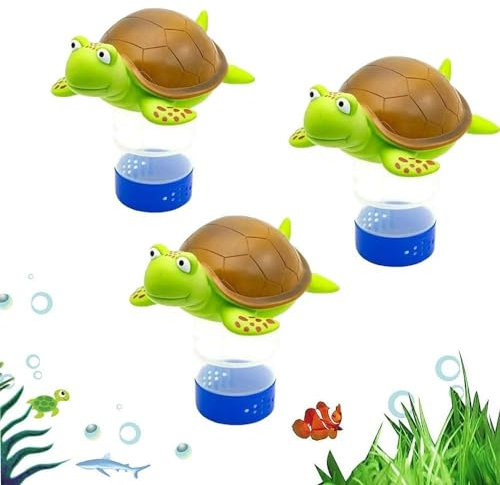 1 x Schwimmender Chlorspender mit süßer Schildkröte, Schwimmbad, Poolreinigung, Schwimmbad, Schwimmzubehör, Tabletten