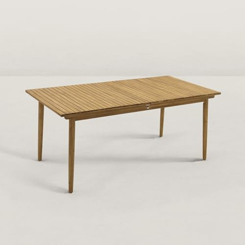 JJ. Table de Jardin Extensible en Bois 180-240 cm Jules - 8/10 pers. Plateau de 180 x 90 cm à 240 x 90 cm Idéal pour 8 à 10 Personnes Trou dans la rallonge prévu pour Un Parasol Bois Naturel