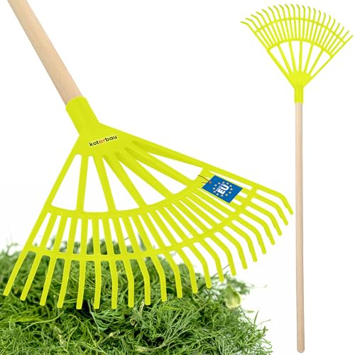 KOTARBAU® Rateau à Feuilles - Plastique - 44 cm - Sureau - avec Manche - Râteau Jardin - Balai à Gazon - Ramasse Feuilles - Léger - Résistant - Entretien Jardin