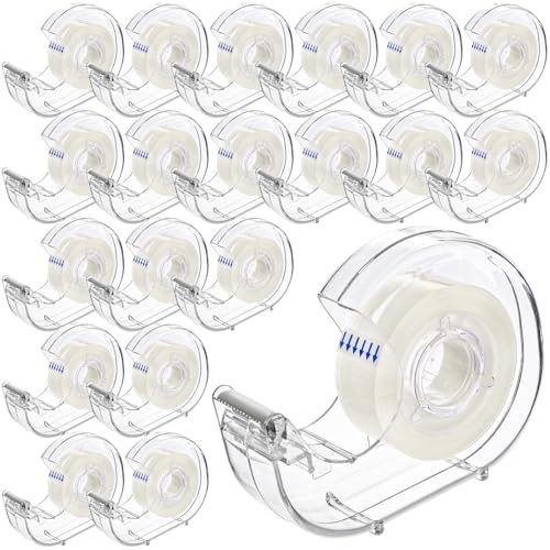 WRINGKIT 20 Pack Clear Tape with Dispenser, Refillable Tape Dispenser with Tape 0.7 x 1000, Office Tape Rolls with Dispenser Bulk, Transparent Tape Refills for Gift Wrapping, Crafting, School