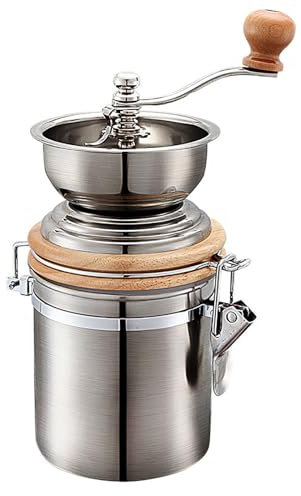 CHANGLKJ Macinacaffè Manuale, Macinaspezie con Manovella, Granulometria Regolabile E Macinatura Uniforme, Rimovibile E Facile da Pulire, per Chicchi di caffè, Vaniglia, Noce Moscata, Sale, Pepe