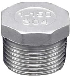 1/8 1/4 3/8 1/2 3/4 1 1-1/4 1-1/2 2 NPT Male Hex Head End Plug Cap 304 Stainless Steel Pipe Fitting Plumbing(NPT Male,Outer HEX_1-1/2)