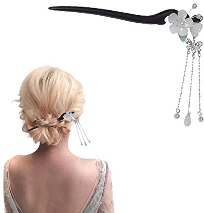 palillo del pelo, Palillos for el cabello, horquilla con borlas vintage, horquilla en forma de U, horquillas for fijar moños, accesorios for el cabello con flores for mujeres y niñas(Style 46)