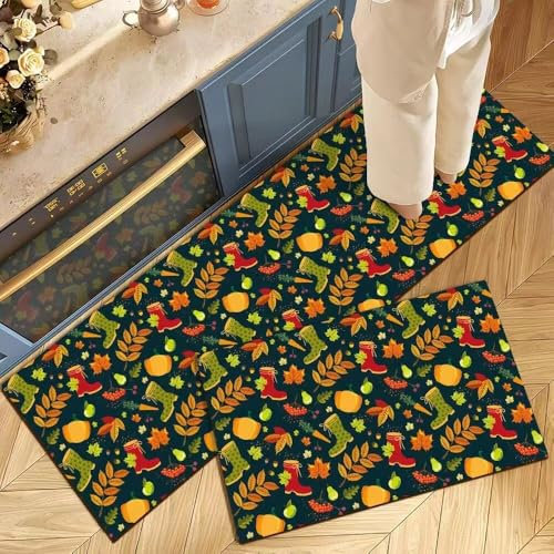Highdi Küchenläufer, Saugfähig Läufer Flu Teppich Küche Flur Modern Teppich Läufer, Weihnachts Teppich Küche, Küchenteppich Waschbar rutschfest, für Flur, Eingangsbereich (Weihnachten 2,60x180cm)