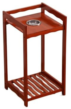 Aschenbecher für Draussen Aschenbecher Aus Edelstahl, Zigarrenhalter Aus Holz, Rauchfrei, Moderner Standaschenbecher Aschenbecher Zuhause(Rood)