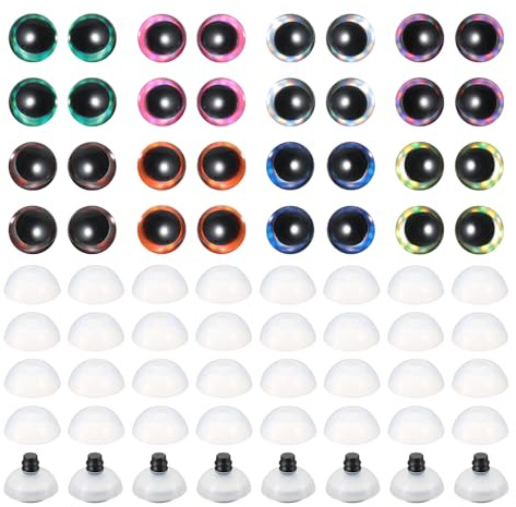 PATIKIL 16mm Flash Safety Eyes, 48 Pcs Moon Doll Eyes Realistic Colorful Crocheting Safety Eyes for Decor Crochet Accessories Dolls Craft Halloween, 8 Colors