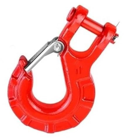 Synthetisches Windenseil-Kit 3/8-Zoll-Gabelkopf-Rutschhaken mit Sicherheitsriegeln, Windenhaken aus legiertem Stahl für LKW Abschleppseil(Red)