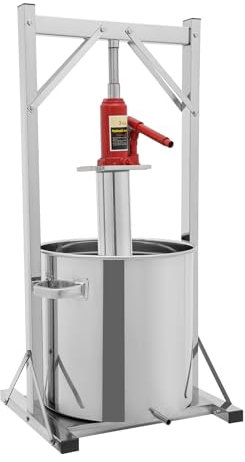 2 Acero inoxidable Gran Capacidad Prensa de Vino de Frutas Prensa Hidráulica de Acero Inoxidable Barriles Máquina de Jugo Manual Uva de manzana Tintura Vegetal Miel Aceite de Oliva Prensa con T Mango