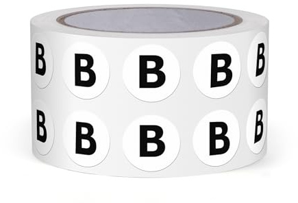 FINDAT Bokstaven B Dot klistermärke 13 mm självhäftande vinyl vattentät stora bokstäver alfabet runda etiketter för lager skolor fabriker företag 1000 stycken