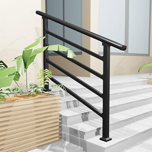 Scala da esterno in acciaio zincato, per 2 o 4 gradini, regolabile, montaggio semplice, robusta ed elegante, lunghezza 80 cm