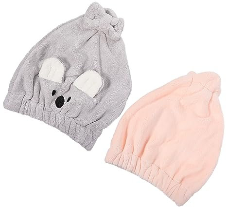 Ipetboom 2stücke Cartoon Mikrofaser Haartrockner Mütze Aus Fleece Schnelltrocknend Hautfreundlich Für Langes Und Kurzes Haar Für Bad Spa Makeup Büro Und Zuhause