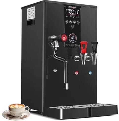 3000W Commercial Steam Hot Milk Frother Electric, 20l Stainless Steels Automatic Warmer Milk Steamer and Frother, Hot & Cold Water Milk Foam, Coffee Whisk Frother Maker Machine black