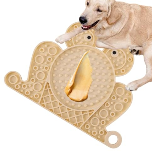 Duroecsain Tappetino leccare per animali da compagnia per cani, tappetino da licking per cani, ciotola lecca a forma di rana con aspirazione per cani | vassoio leccabile non scivolabile sensoriale