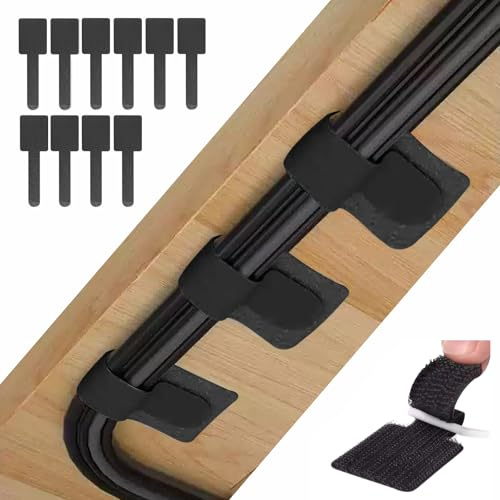 Risipu Reusable Cable Ties,Adjustable Hook and Loop Securing Strap, Self-Adhesive Under Desk Cable Management for Desk, Office, and Home, 10Pcs/20Pcs Pack (10, Black)