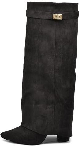 IF FASHION Stivali Alti al Ginocchio Punta a Punta Tacco Alto Gambale A Ghetta Stile Western Comodi e Chic 6885