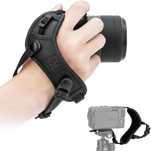Camera Hand Wrist Grip Strap for Canon EOS R50 V R100 R7 R10 M50 Mark II | w Arca Quick Release Plate, Small Strap Lugs, for Fuji GFX 100 II Coolpix P1100 Lumix S5IIX S9 & More Camera, Black