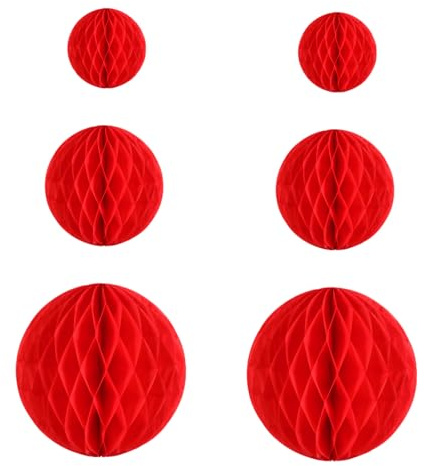 ELAYARD 6 Piezas Bolas Panal de Papel Rojas Decoración Fiesta Colgantes Reutilizables para Año San Valentín