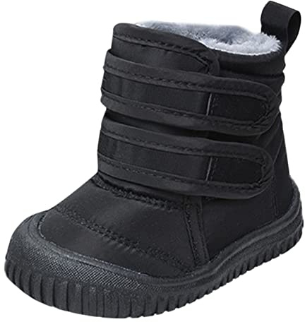 Generisch Hook Loop Stivali Low Cut Tessuto Impermeabile Stivali Da Neve Bambini Scarpe Invernali Ragazze Ragazzi Stivali All'aperto, Nero , 27 EU