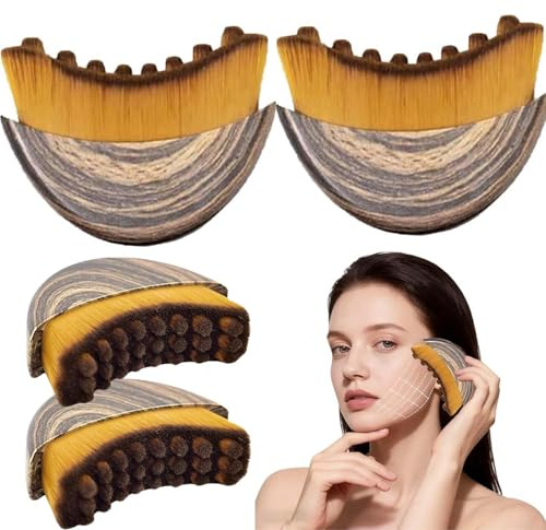 2Pcs Face Brush, Clean Dry Brushing & Jawline Sculpting, Ergonomic Design Reduces Puffiness & Fatigue, Precise Facial Skin Care Tool