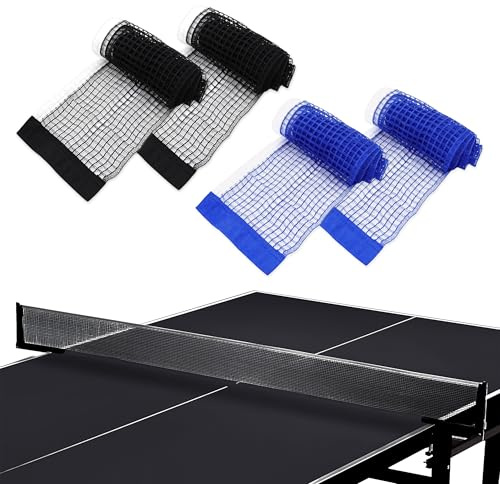 JNYUTEEN 4 Pezzi Rete da Ping Pong, Rete Sostitutiva in Poliestere 180 cm per Interni ed Esterni, per Tavoli Standard da Tennis Tavolo con 2 Colorazioni