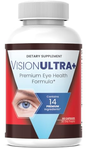 SuppNature VisionUltra+ Eye Support Supplement Premium Blend*, Vision Ultra+ Capsules Eye Formula with Lutein, Beta-Carotene, Vitamin B12 and Zinc (60 Capsules)