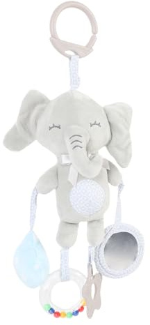 SALALIS Baby-Elefant, Zum Aufhängen, Rasseln, Spielzeug, Weicher BB-Sound, Kinderwagen-Clamp/Holder, Zahnen für Kleinkinder, Grau